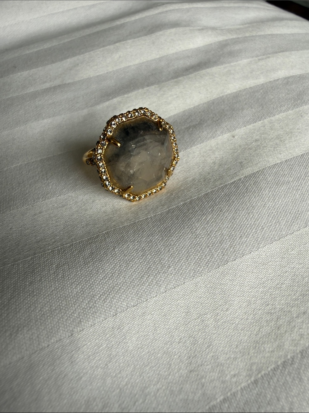 Swarovski Gold-Tone Ring with Clear Faceted Crystal